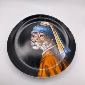 West Elm Rachel Kozlowski Dapper Animal Plate Works of Art Lynx Pearl Earring